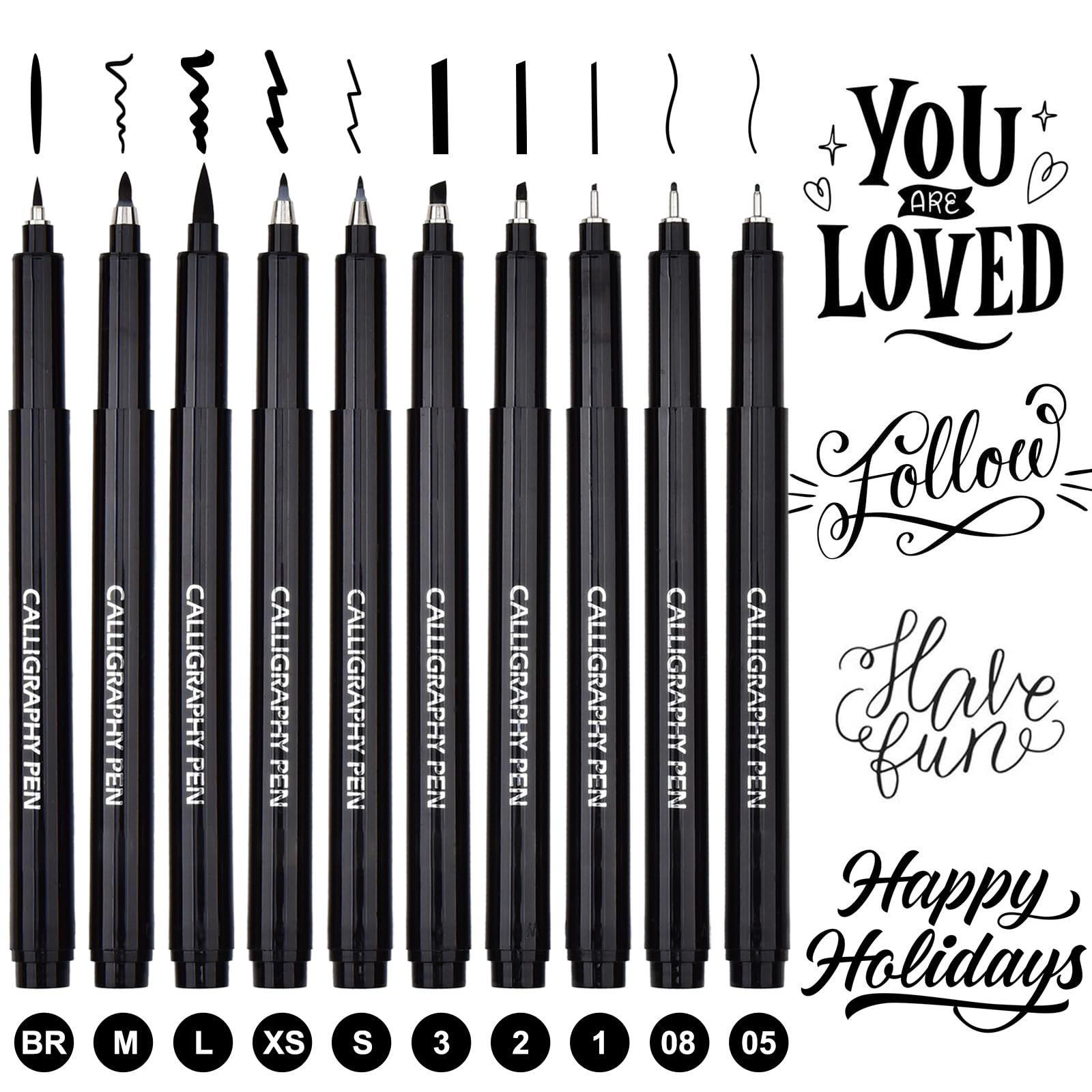 DealKits Kalligraphie Stifte Calligraphie Stifte Pinselstifte Schwarz Fineliner Handlettering Stifte für Schriftzug Anfänger Bullet Journal Tagebuch Unterschrift Zeichnung