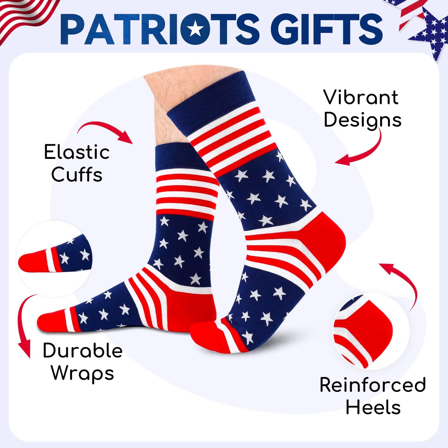 HAPPYPOP Funny Socks for Men - American Flag Optometry Golf Bowling Medical Teeth Gifts - Image 3