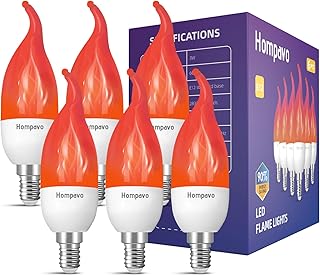 Hompavo 【Upgraded LED Flame Light Bulbs, 3 Modes Flickering Light Bulbs, E12 Chandelier Base Candle Fire Light Bulb for Halloween Christmas Party Porch Indoor & Outdoor Home Decoration, Red 6 Pack