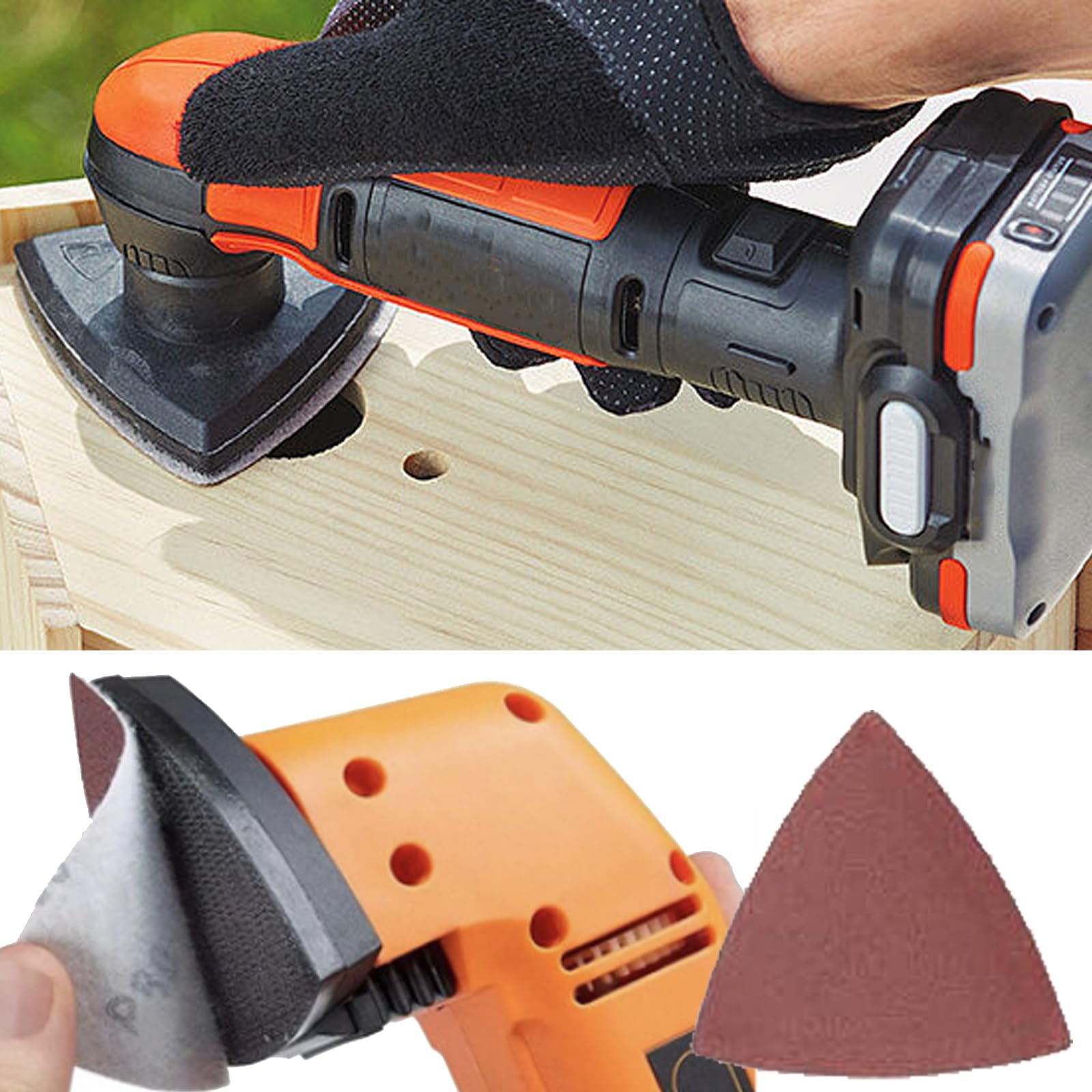 4 piastre abrasive Multitool da 80 mm, triangolari, con 8 fogli di carta vetrata per legno, metallo, plastica rigida, intonaco, levigatura, rimozione della ruggine