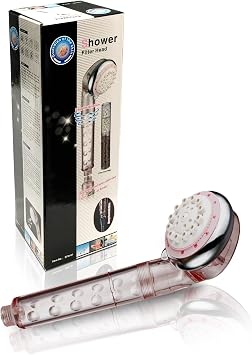 Ronaqua Filtered Handheld Shower Head with Vitamin C Reduces Chlorine & Impurities, Prevents Dry Skin & Hair, 8 Spray Settings, Easy Installation Pink