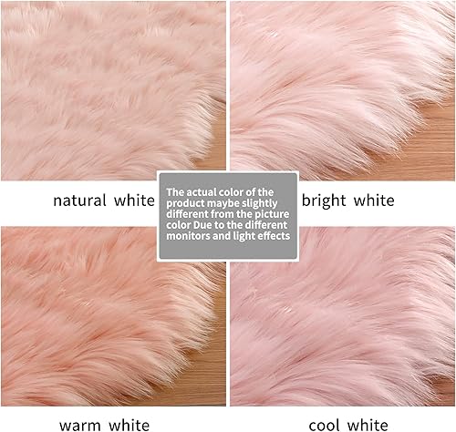 Miniatura 7 de Alfombra pequeña de piel sintética, 2x4 pies, alfombras de piel de oveja ultra suaves, funda para silla y sofá, cojín de asiento, alfombra rosa