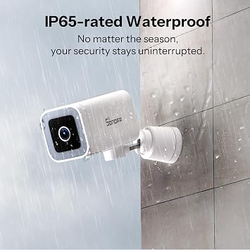 SONOFF CAM-B1P Dış Mekan Güvenlik Kamerası, 2K HD ve Renkli Gece Görüşü, 180 Panoramik Görünüm, AI İnsan Algılama ve İzleme, IP65 Hava Koşullarına Dayanıklı, İki Yönlü Ses, Akıllı Ev Platformlarıyla