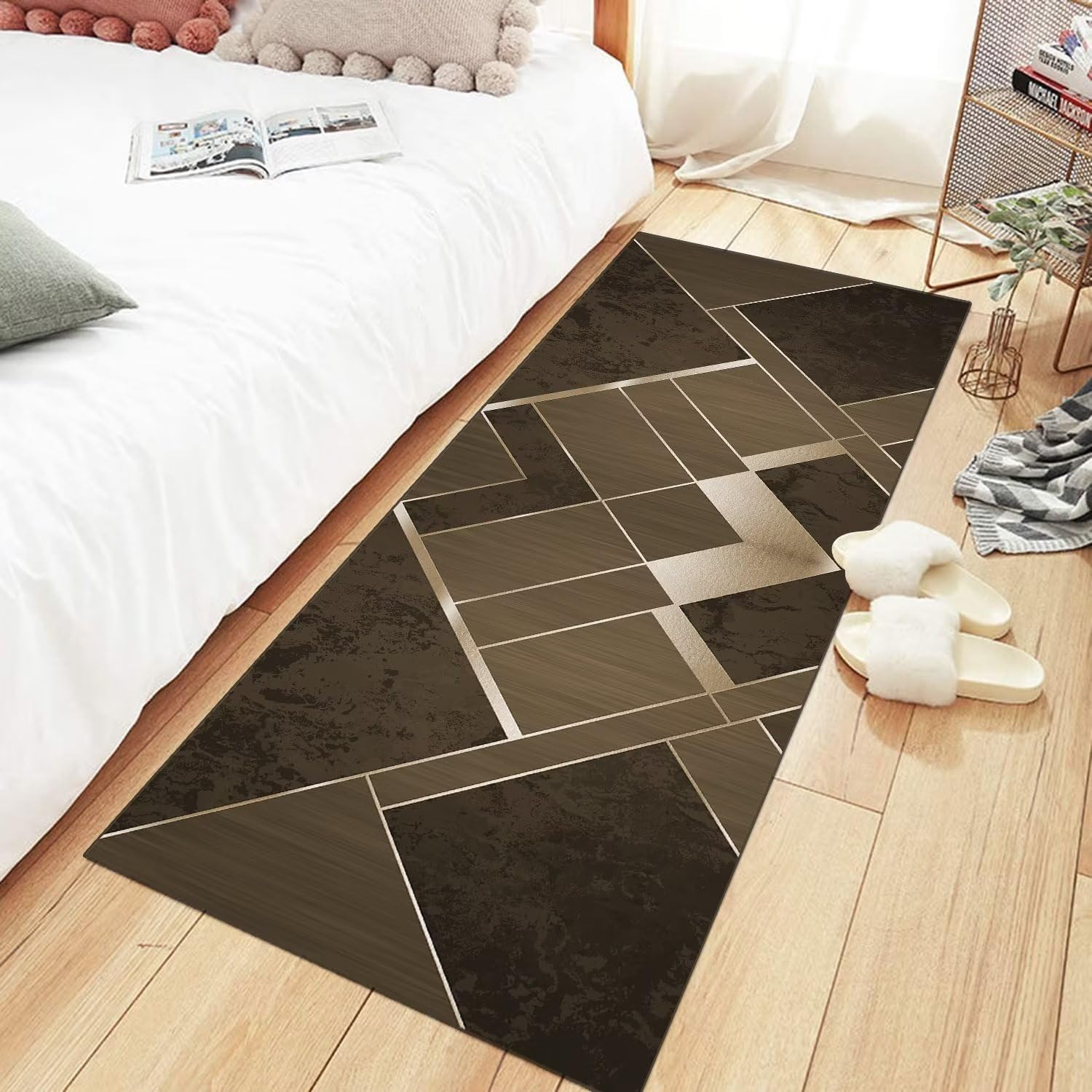 ZDYHMrj Tapijtloper voor gang, keuken, bruin, antislip, gang, wasbaar, modern, slaapkamer, woonkamer, loper, tapijt, breedte 40 cm, 50 cm, 60 cm, 70 cm, 80 cm, 90 cm, 100 cm, kleur: Kleur#1, maat: 90 x