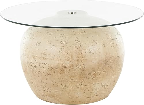 Miniatura 3 de Deco 79 Mesa de centro de madera para sala de estar, mesa anidable con parte superior de vidrio transparente, juego de 2 mesas centrales de 27