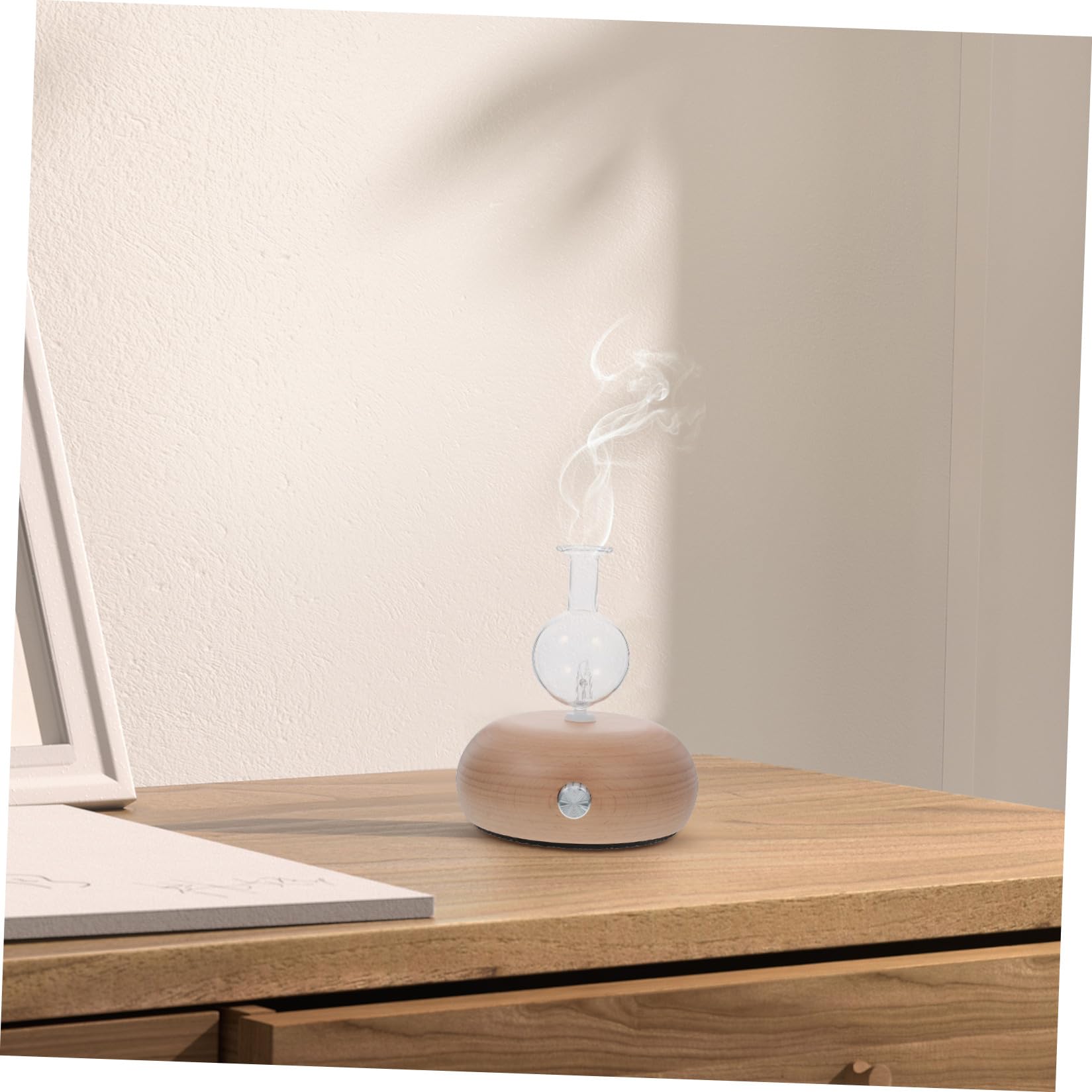 POPETPOP Difusor Luces LED Multicolor de Aromaterapia para Aceites Esenciales Material Vidrio y Madera Purificador de Aire Biblioteca Varios Estilos Adecuado para Sala de Yoga