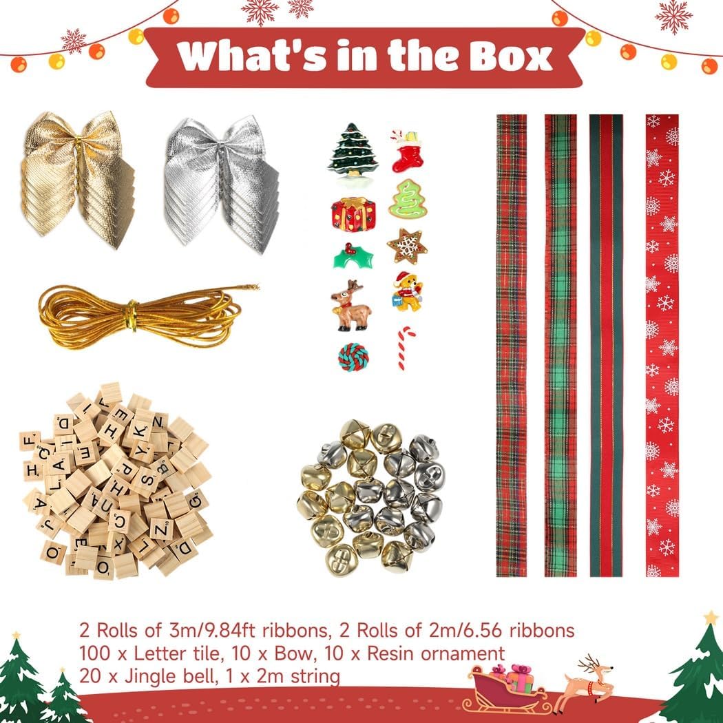 DIY Hanging Ornament Kit for Christmas Tree: Creative Xmas Decoration with Craft Letter Tiles