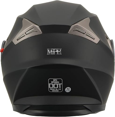 Miniatura 8 de Milwaukee Performance Helmets MPH9804DOT Matte Black Modular Racing Helmet w/ Drop Down Visor