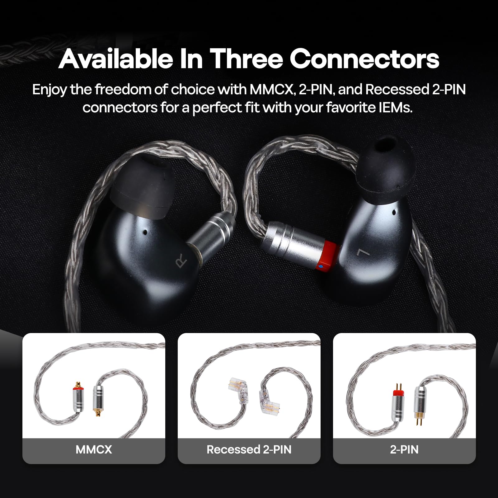 Tripowin Zonie - Cable IEM SPC de 3,5 mm, cable de auriculares de alta fidelidad chapado en plata de 16 núcleos, cables de auriculares para monitor de 1,25 metros para audiófilos