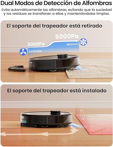 Lefant M2 Plus Robot Vacuum Cleaner 6000Pa with Automatic Dust-Draining Station, Laser Navigation with Mapping, Obstacle Avoidance PSD, 140 Mins, Ideal for Pet Hair - 7