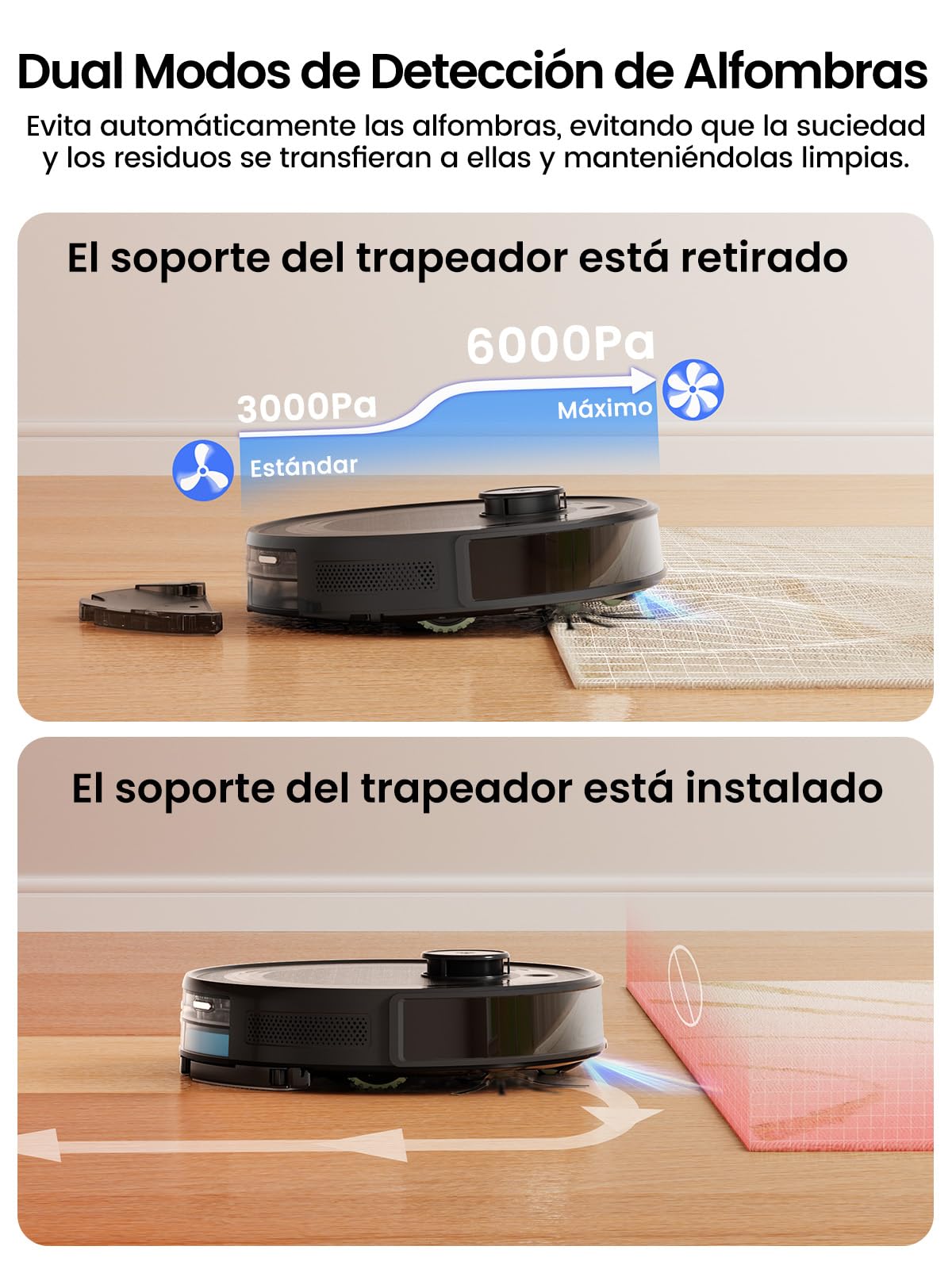 Lefant M2 Plus Robot Aspirador y Fregasuelos con Vaciado Automático Polvo | 6000Pa, 140min Autonomía, Navegación Láser dToF, Mapeo del Hogar, Limpieza Personalizada, WiFi 2,4G/5G/Alexa/App/iWatch