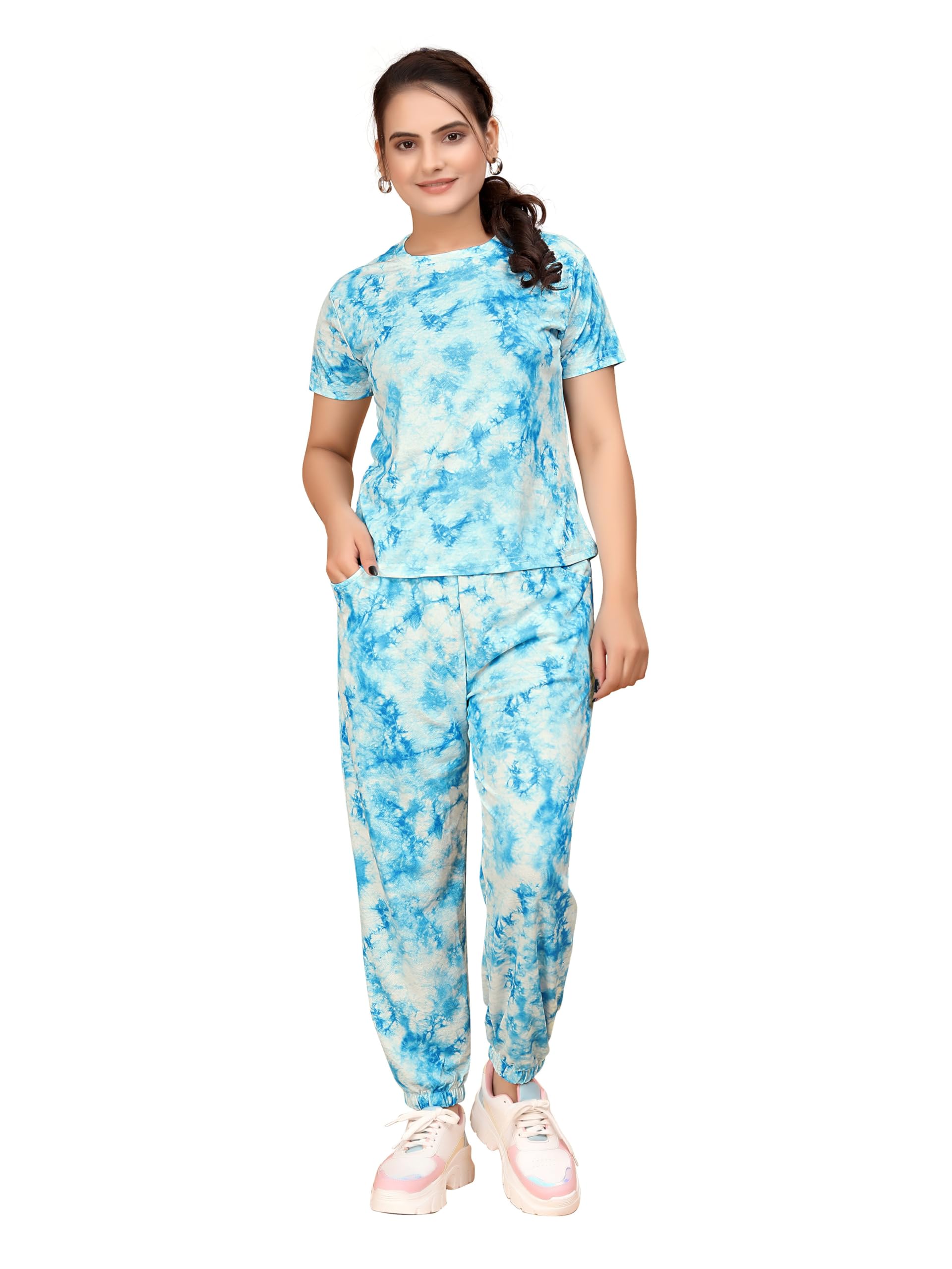 Women's Ankle-Length Track Suit Set - Polyester with Comic Graphic Print, Pockets & Elastic Waist-image-16