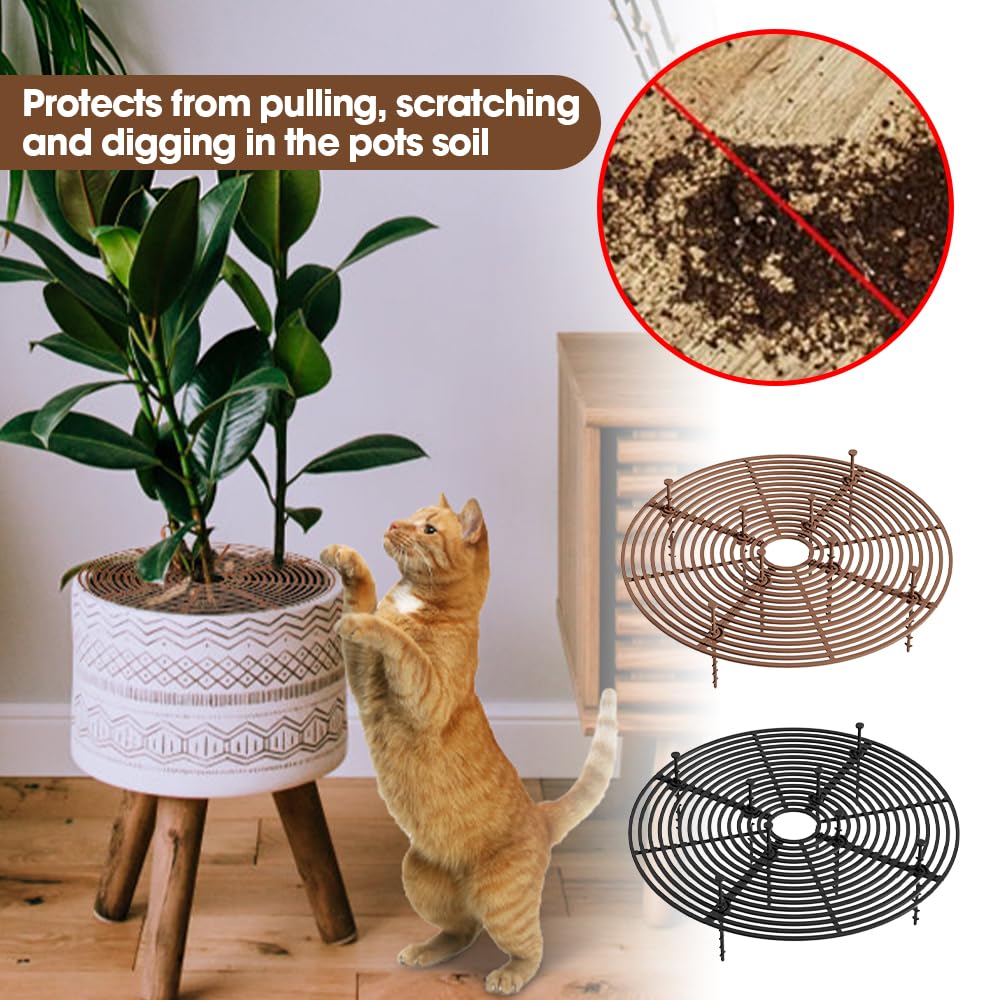 mizikuu 4 Pièces Protection Plante Chat, 30cm Grille Protection Plante Cadre de Grille de Couverture avec 16 Clous de Sol pour Plantes en Pot Grille Pot Fleur de Couverture de Jardin