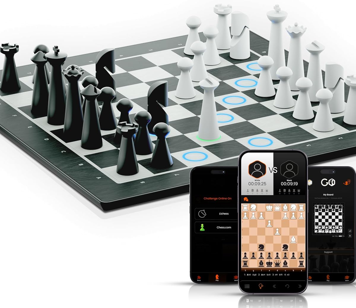 GoChess Mini - AI Electronic Chess Board Game, Light Up Chess Set for Adults & Kids for All Skill Levels with Online Play App - Perfect as a Gift for Smart Board Games Lovers