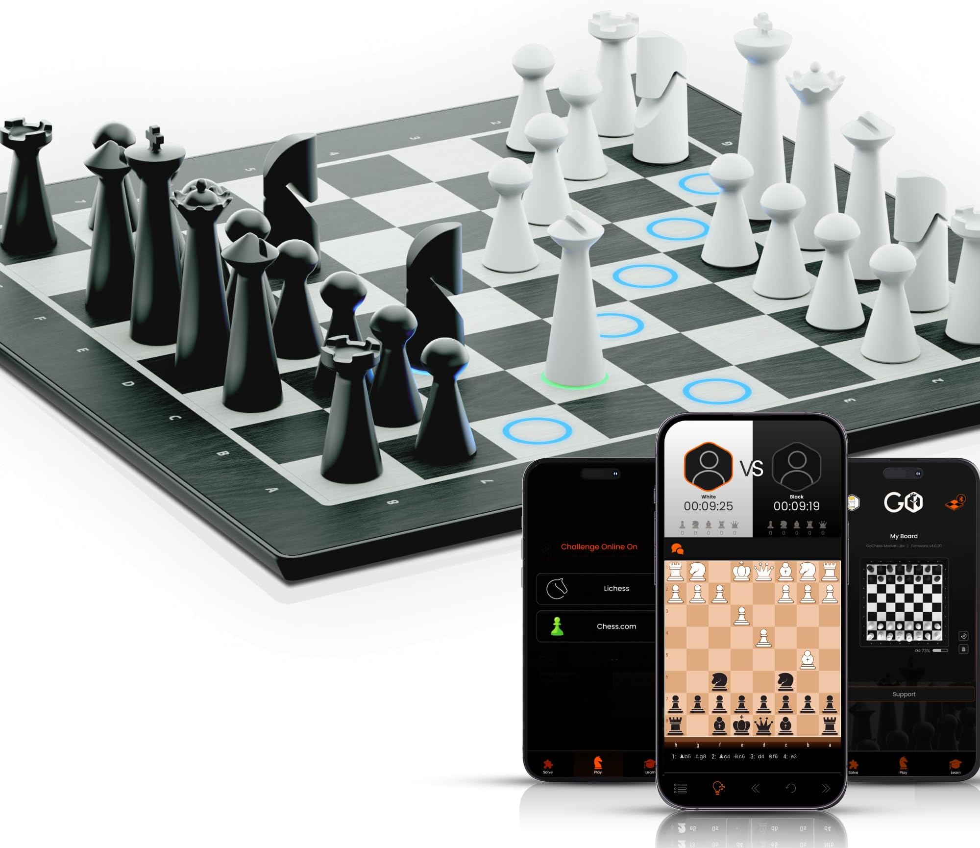 GoChess Mini - AI Electronic Chess Board Game, Light Up Chess Set for All Skill Levels with Online Play App - Perfect as a Gift for Smart Board Games Lovers