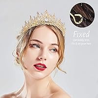 Vista 4 de TOBATOBA - Corona dorada para mujer, tiara de boda, corona de reina, corona de cristal, coronas de princesa real para ramos de flores, tocado