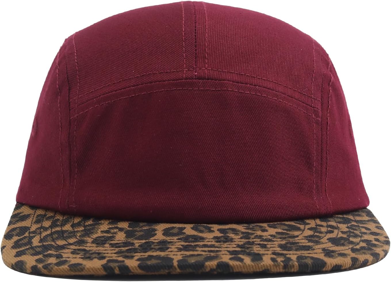 5 Panel Baseball Cap Leopard Print Flat Brim Hat Vintage Snapback Hats for Men Hip Hop Street Style Skateboard Hat