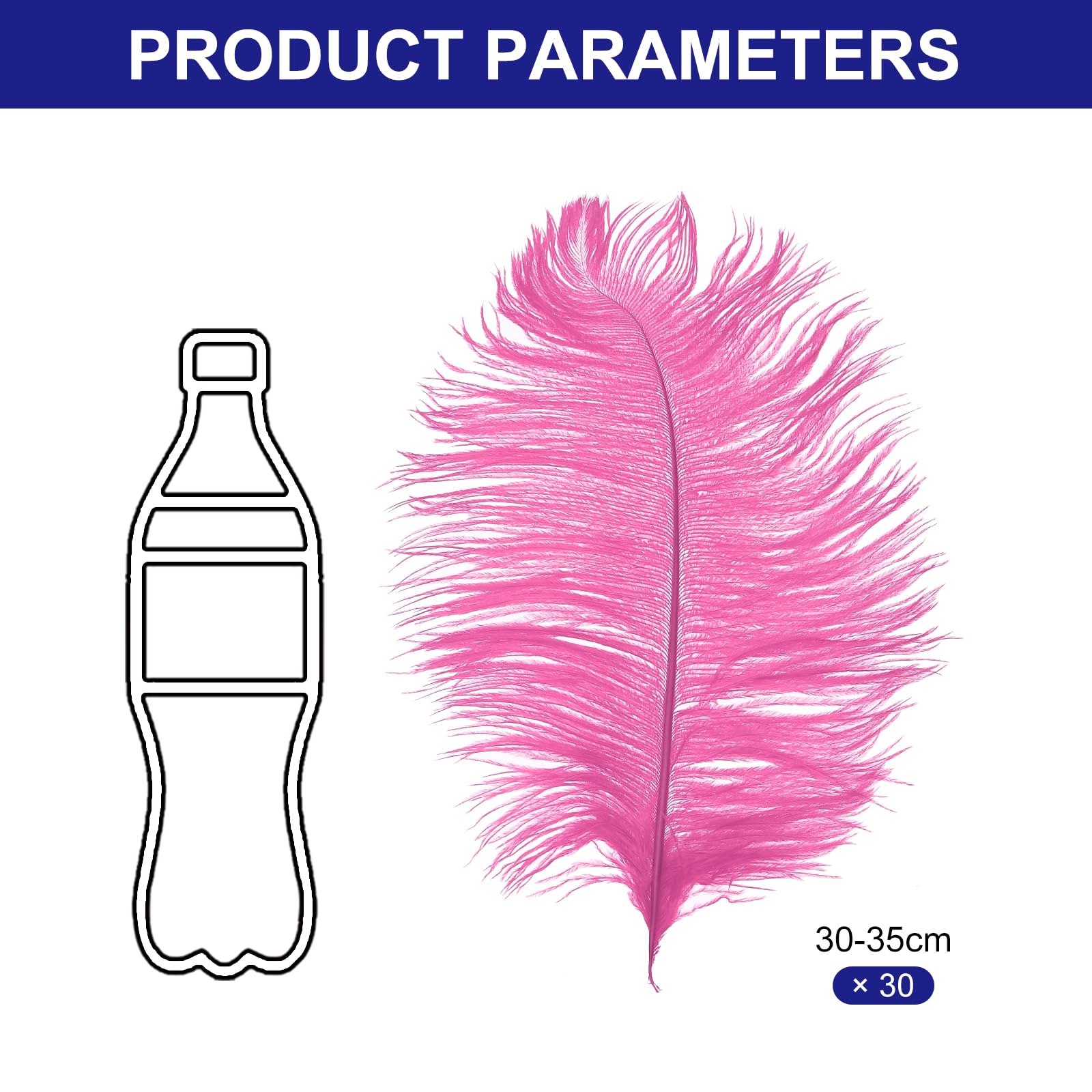 PATIKIL 30 Pcs Natural Ostrich Feathers Bulk 12-14 Inch/ 30-35 cm Large Ostrich Feathers for Crafts Home Decoration Wedding Party Vase Decor (Rose Red) - Image 2