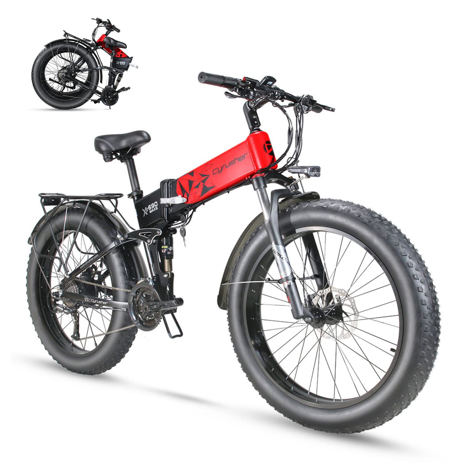 Buy Cyrusher Electric Bike, XF690 MAXS 1000W Folding Full Suspension E