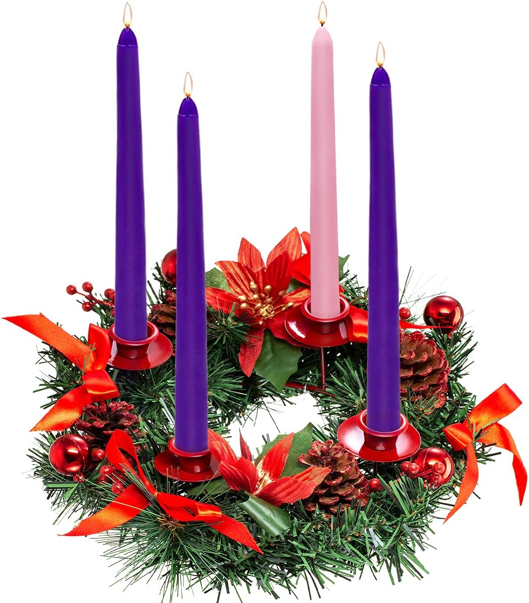 XYUT 16 PCS Advent Candles 10 Inch Christmas Advent Candle Set with Words Faith, Peace, Joy, Love, Laugh, Live, Believe and Thankful Seasonal Celebration Candles for Church Holiday Decoration : Home & Kitchen