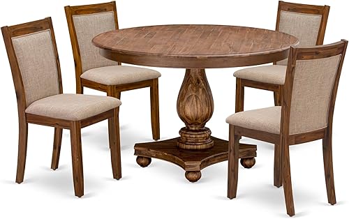 Miniatura 18 de East West Furniture F2MZ7-N04 - Juego de muebles de comedor de 7 piezas consta de una mesa de comedor redonda con pedestal y 6 sillas tapizadas de
