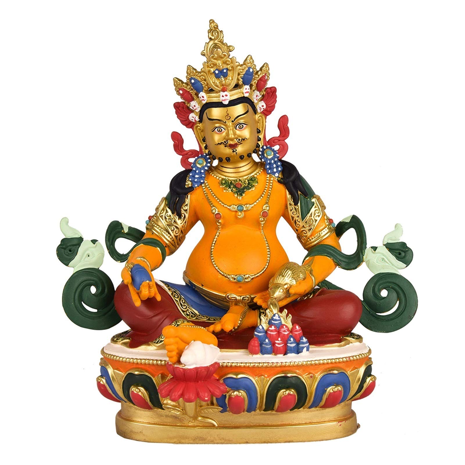 IUokLU Wealth Figurine/Feng Shui Decor Beautiful Painted Buddha Statue Copper God of Fortune Chinese New Year Gift Attract Wealth and Good Luck Buddha Figurine Home Decor Statue Business Gift