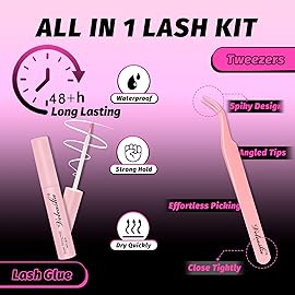 Veleasha Lashes D Curl Fluffy Eyelashes Cat Eye Lashes 5D Volume False Lashes Kit with Lash Glue and Tweezers 10 Pairs Soft False Eyelashes Luxury Fake Eyelashes Wispy Look Like Extensions (D15 Kit)