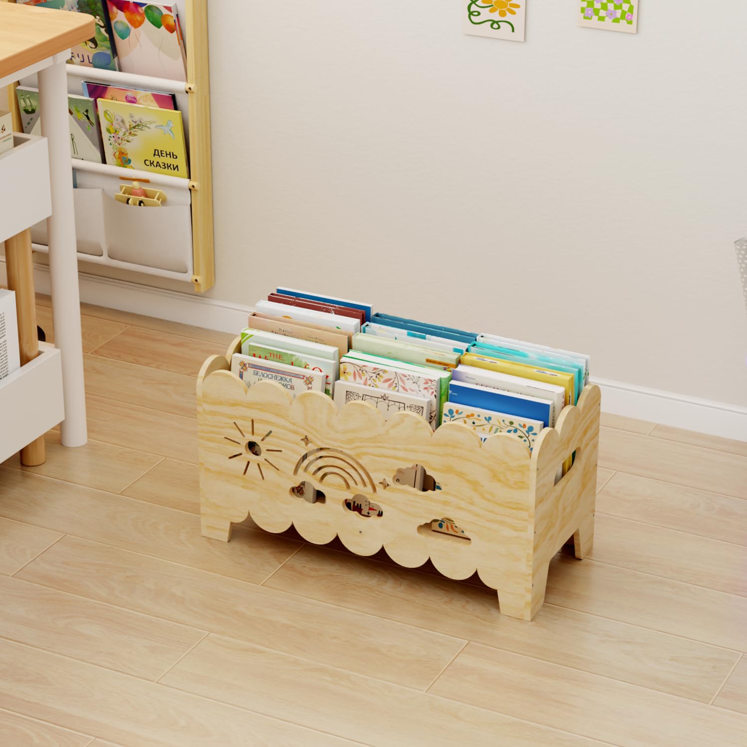 Montessori Bibliothèque en bois pour enfants - Pour coin lecture, chambre de bébé, bibliothèque pour chambre d'enfant, jardin d'enfants et salle de classe