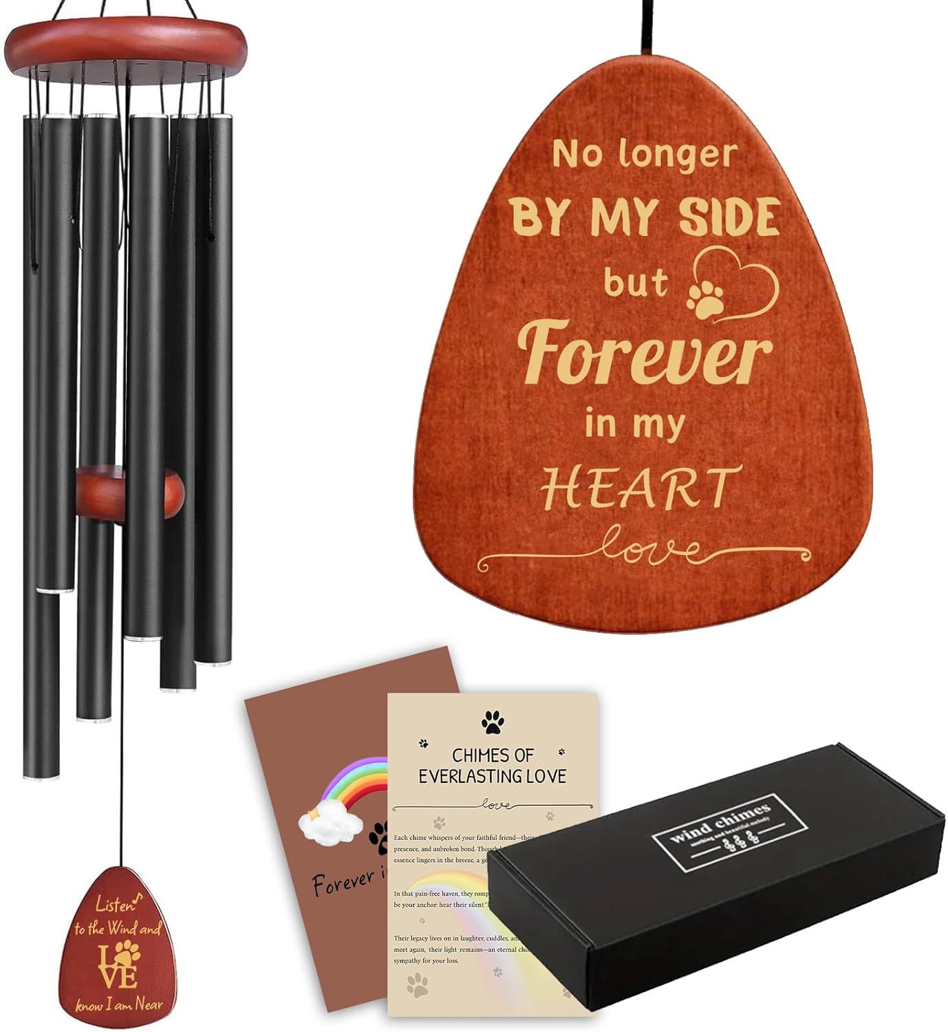 Pet Memorial Wind Chimes 26" - Dog Memorial Gifts for Loss of Dog, Dogs Remembrance Bereavement Gift, Pet Loss Sympathy Gifts (Design 4)