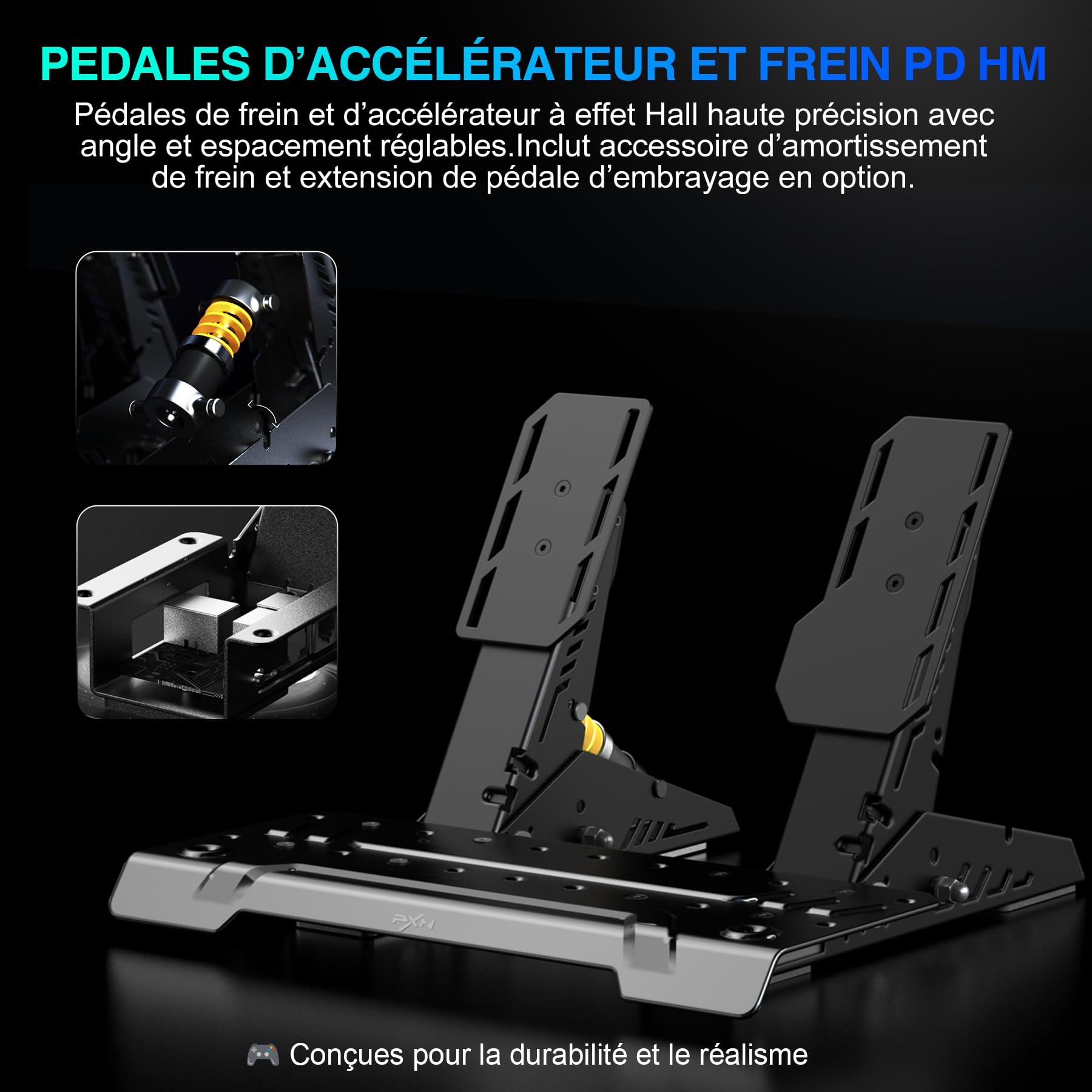 PXN VD4 Pack Volant de Course Direct Drive – Base Servo-Moteur 4 Nm avec Système de Fixation Rapide, Volant W AS, Pédales PD HM Frein & Accélérateur, Table Clamp – Compatible PC Windows