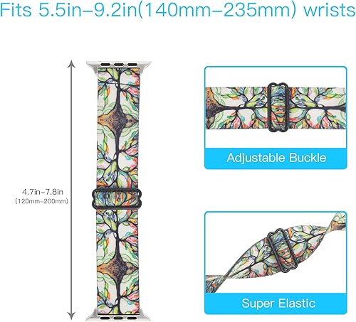 Miniatura 2 de Adjustable Elastic Watch Band Compatible with Apple Watch 38mm 40mm 41mm, Nylon Stretchy Solo Loop Bracelet Women Replacement for iWatch Bands Love