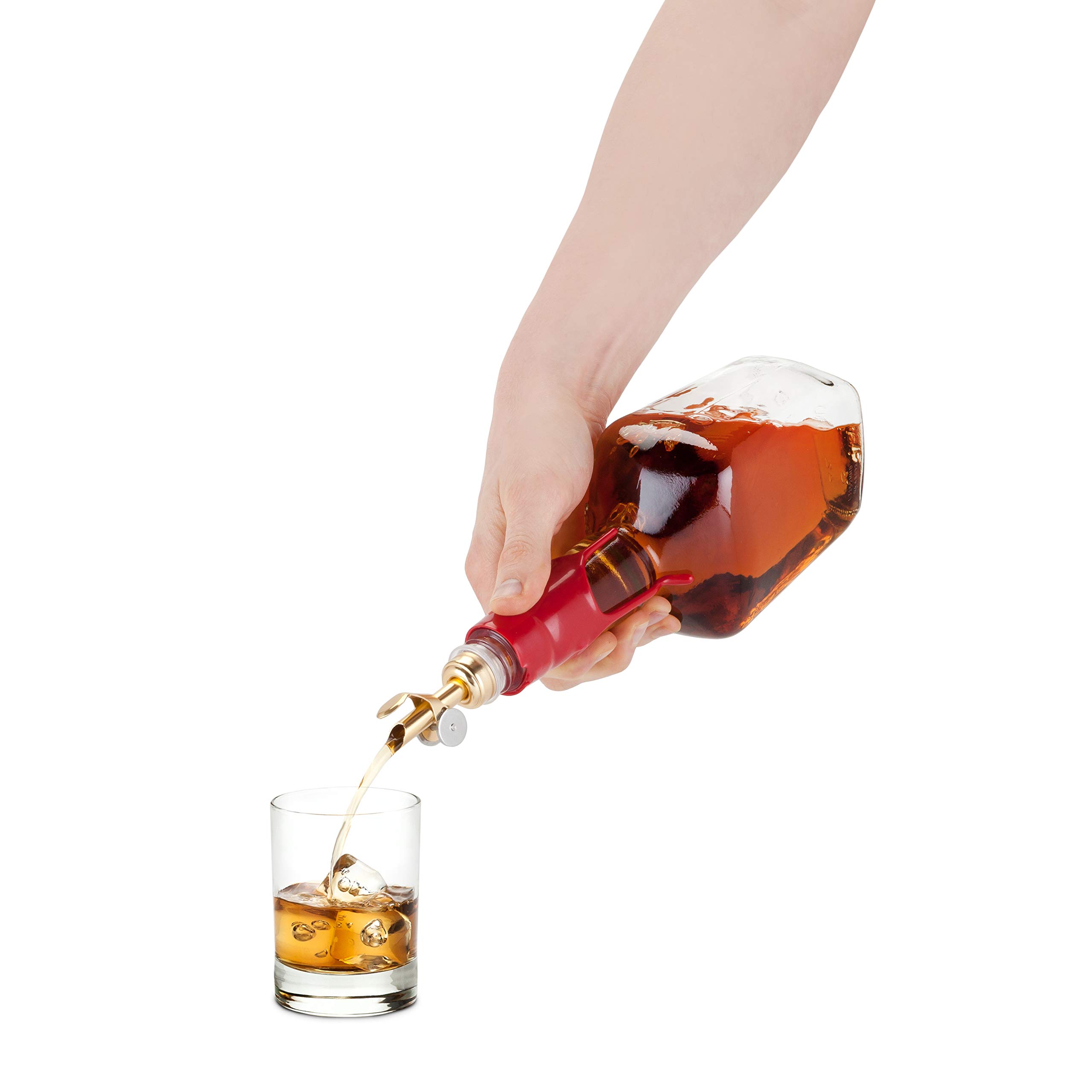 Glide - Juego de 2 vertedores con peso con función de cierre automático para licor, vino, aceites o vinagre, acero inoxidable, dorado, juego de 2 6