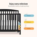 JPMA & Greenguard Gold Certifié Dream On Me Odelle 5 en 1 Lit bébé convertible en noir mat, construit en bois de pin durable, 3 Réglage de la hauteur du matelas, finition à base d'eau non toxique