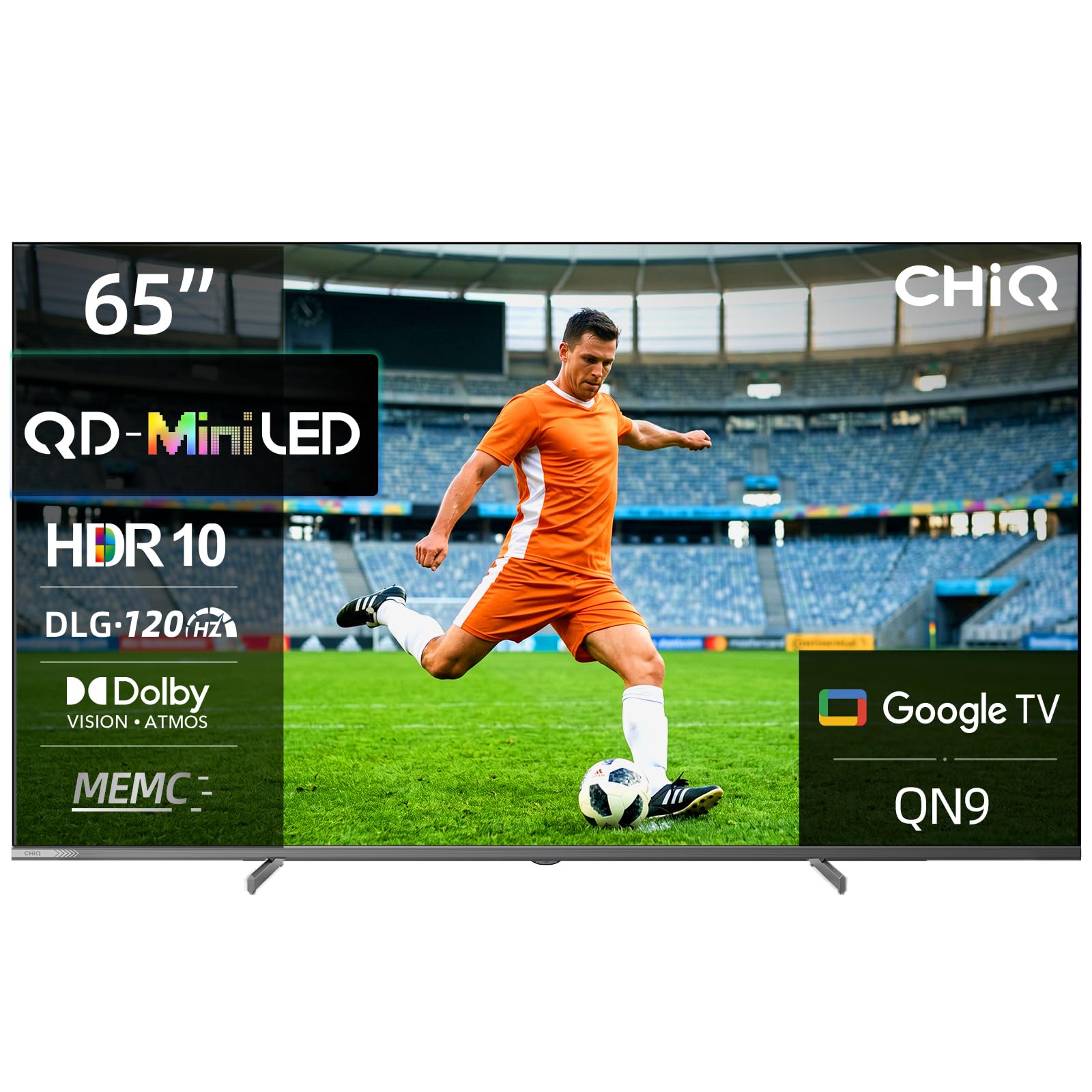 CHiQ M65QA9 65 Pulgadas TV Smart 4K Mini QLED, (Android 14),60Hz MEMC & Local Dimming,Dolby Vision & Atmos,DLG 120Hz* (Mejorado por Software),HDR10