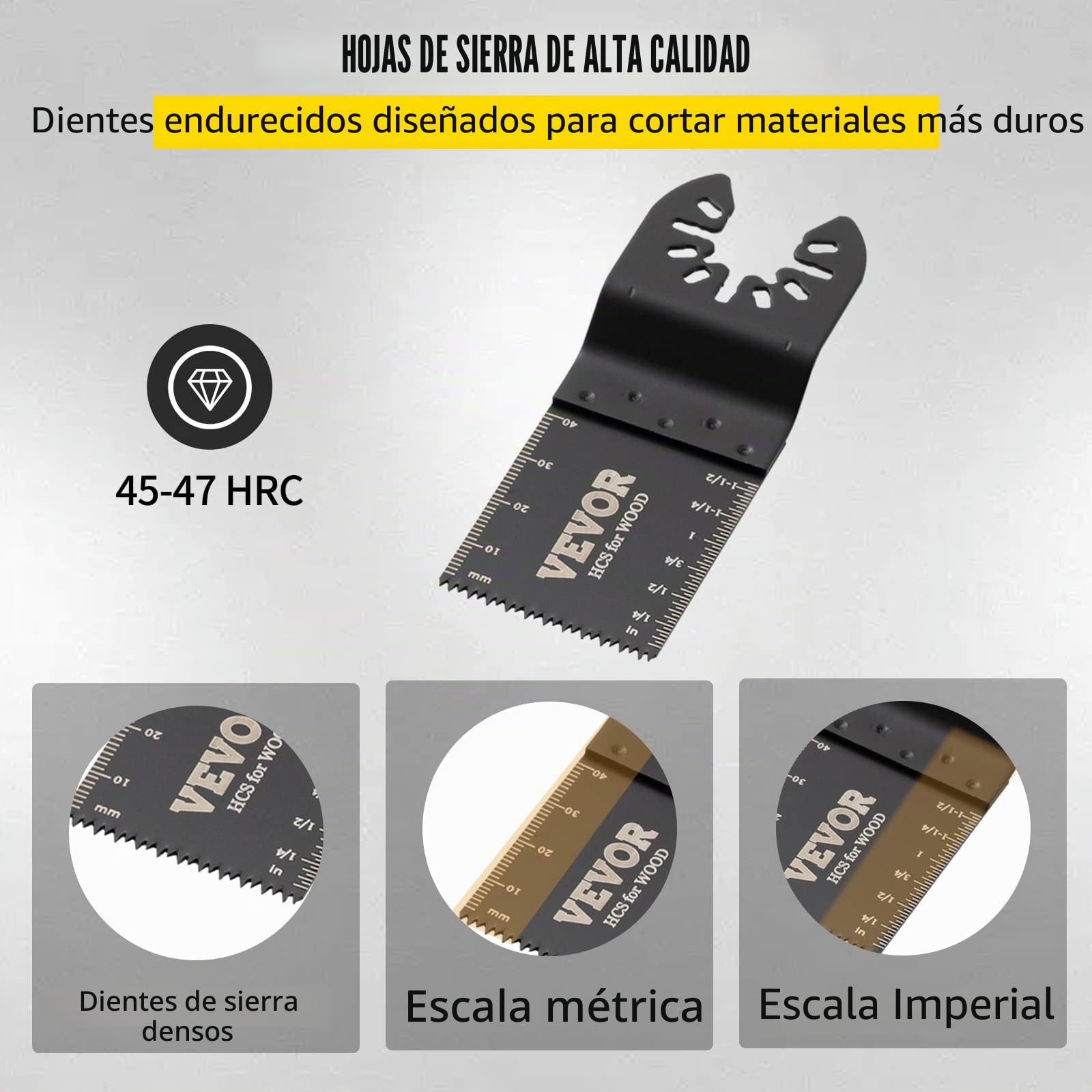 VEVOR Hojas de Sierra Multiherramienta Oscilante 100 Piezas Kit de Hojas de Sierra Oscilante 1-3/8 pulgadas Cuchillas de Herramientas Oscilantes Material de HCS para Madera Plástico
