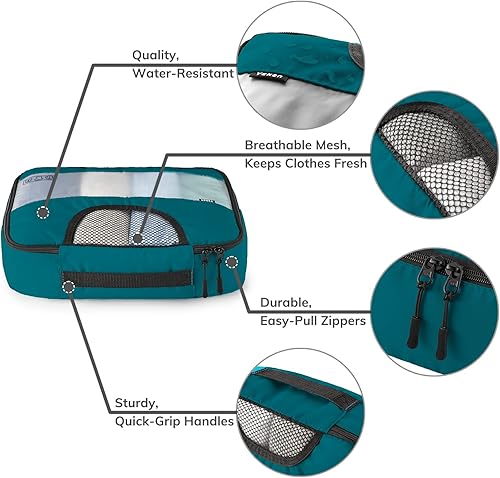 Miniatura 5 de Juego de 8 cubos de embalaje de varios colores para maletas en 4 tamaños (extra grande, grande, mediano, pequeño), juego de bolsas de equipaje Veken
