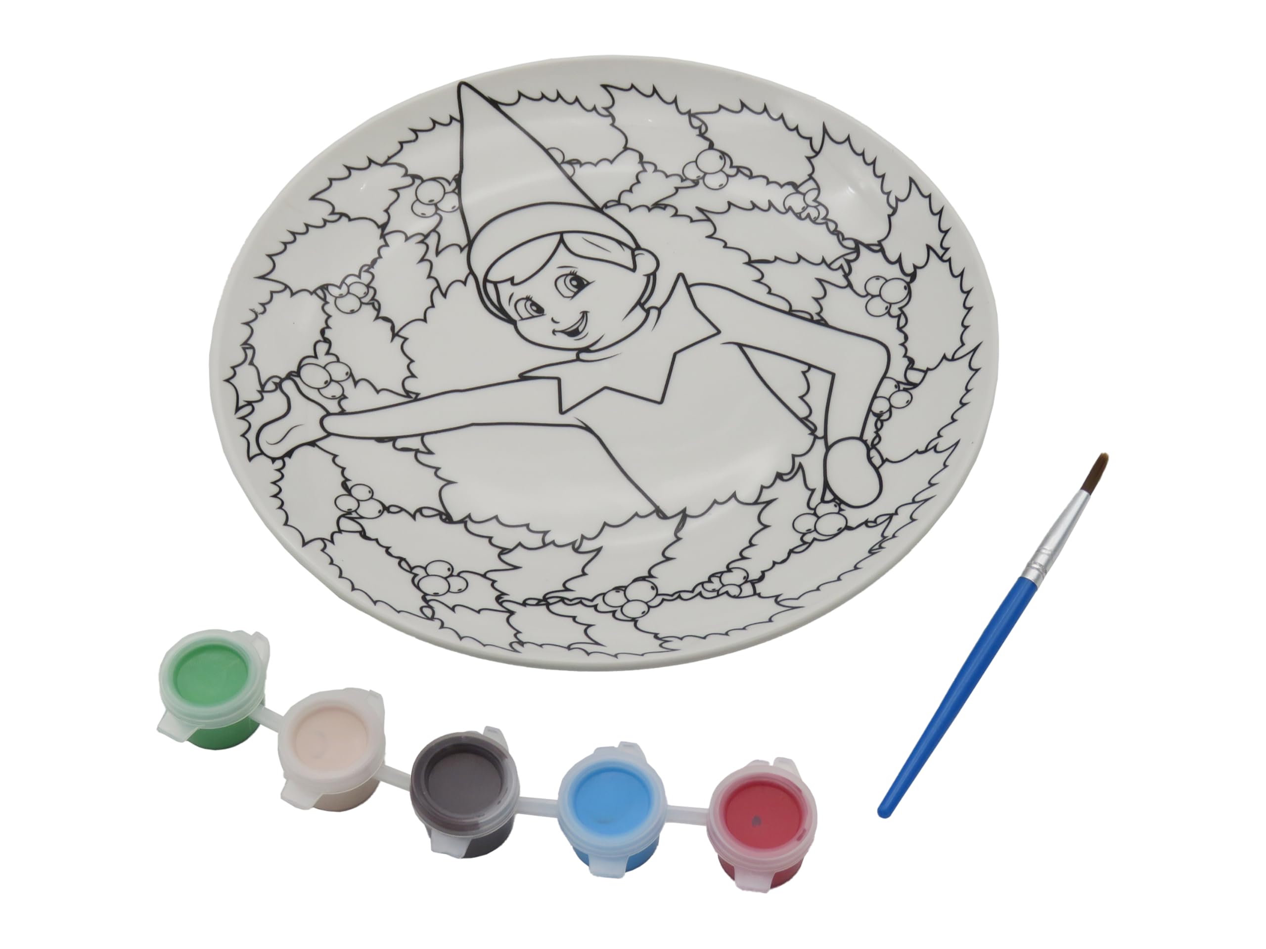 Elfos Plato de Cerámica para Pintar Multicolor