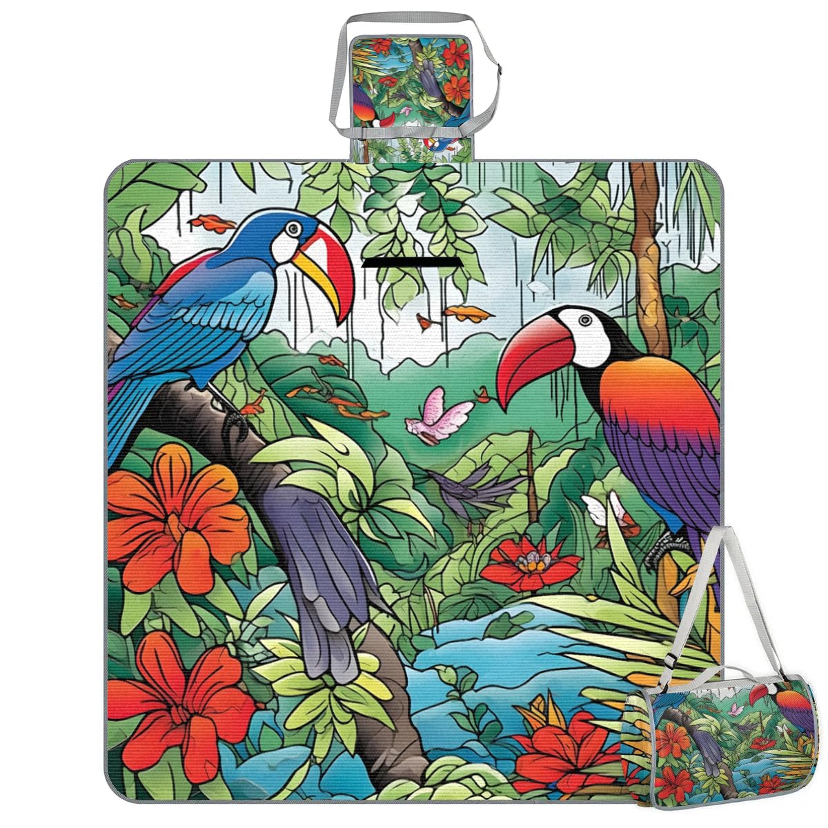 Manta de picnic de 150 x 145 cm, manta de playa plegable para exteriores, impermeable, para playa, camping, senderismo, picnic