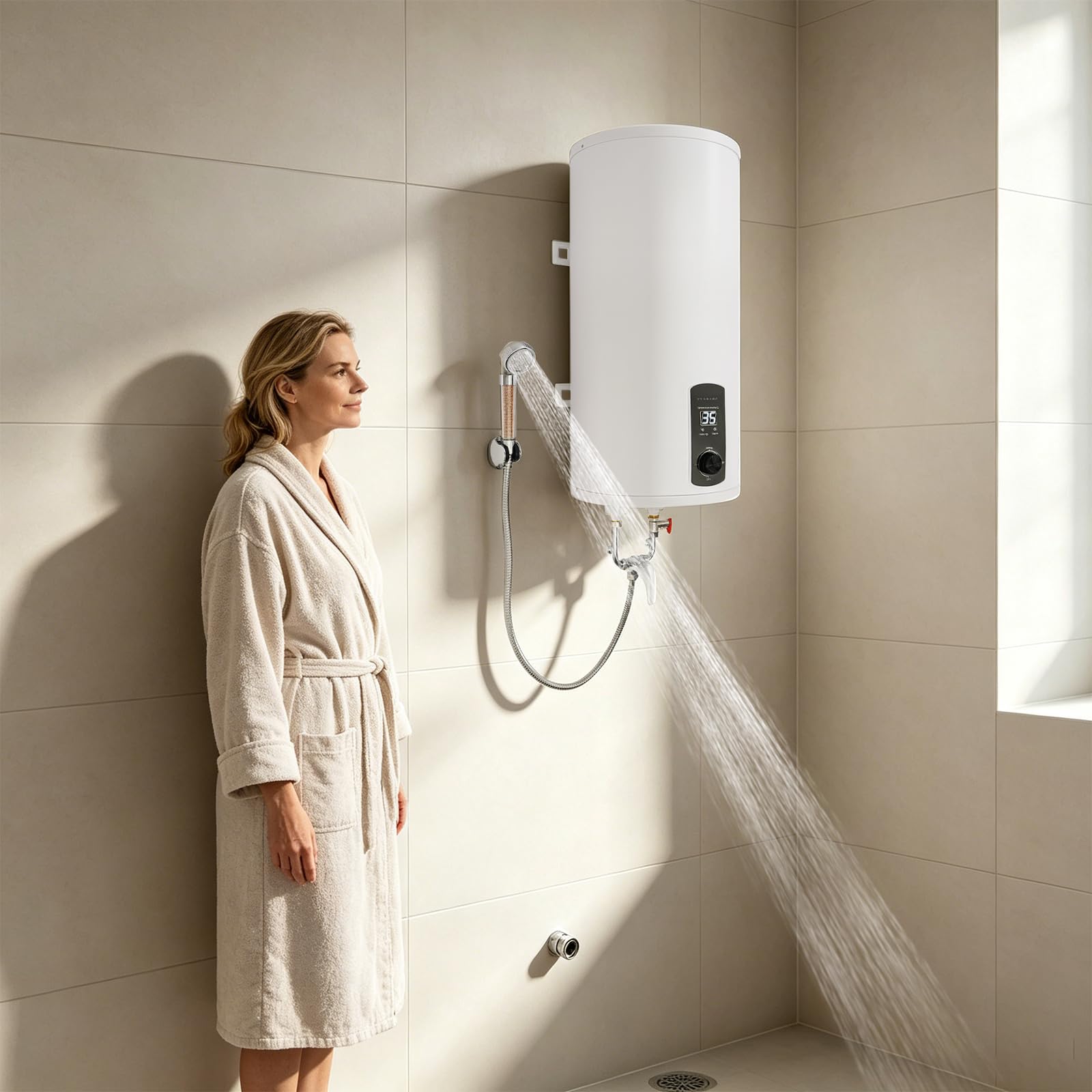 Scaldabagno elettrico 2000 W, in acciaio inox, 80 l