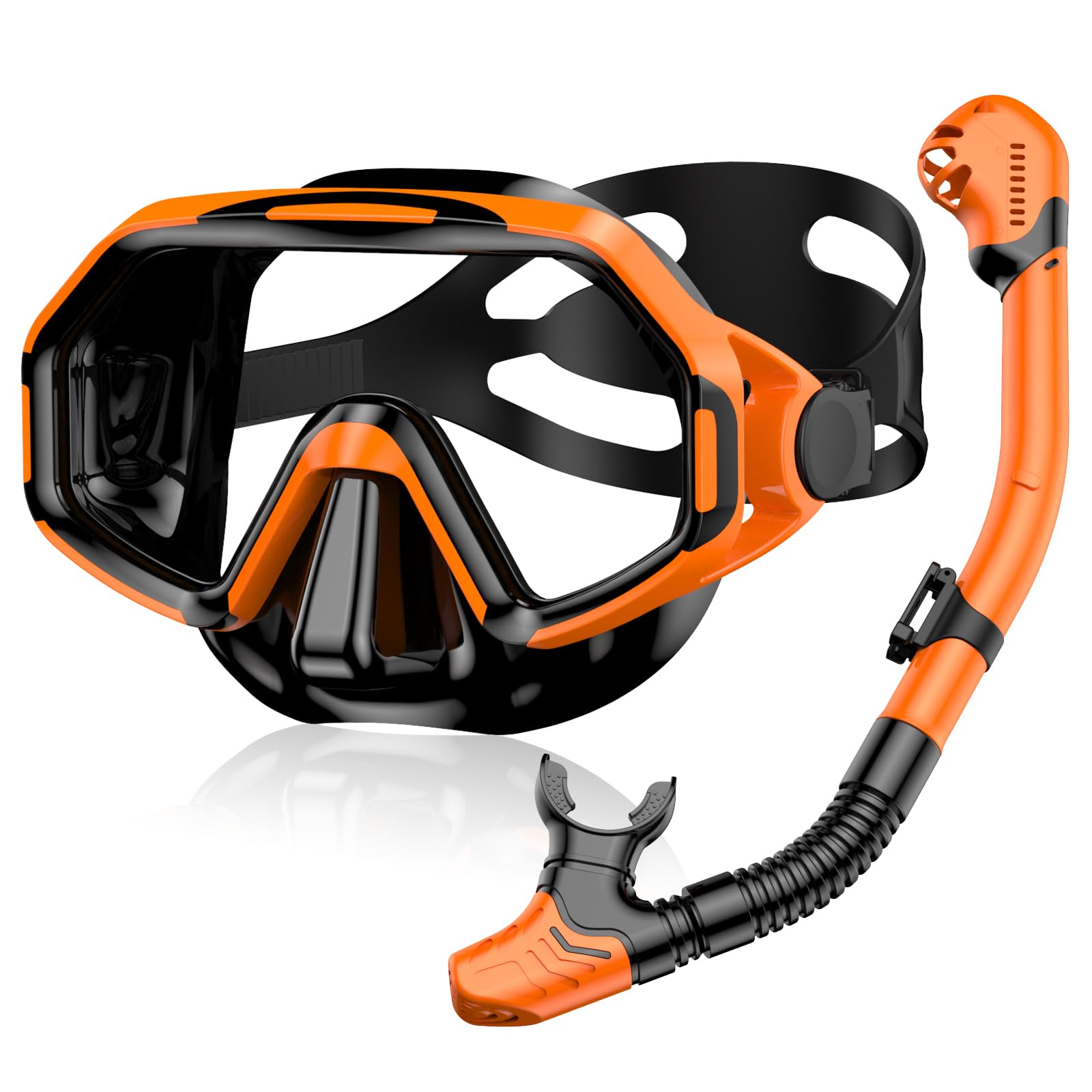 Snorkel Set Adults, Anti-Fog Panoramic Swim Goggles with Dry Top Snorkel, Snorkelling Packages for Snorkeling, Swimming & Scuba Snorkeling