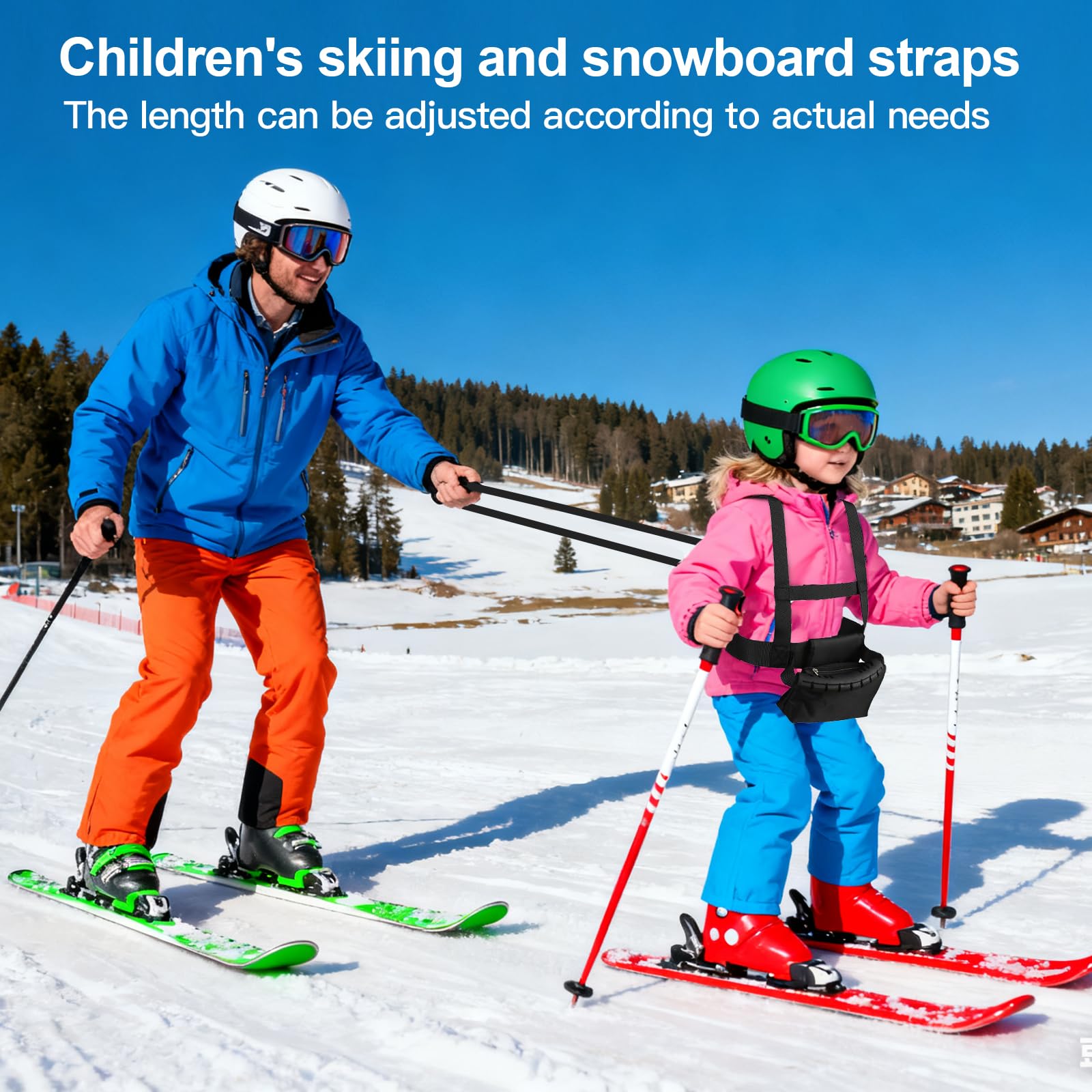 Pasek narciarski i snowboardowy dla dzieci, pasek narciarski ze zdejmowanym paskiem i torbą, dziecięcy pasek na ramię do jazdy na nartach, pas treningowy do jazdy na łyżwach, kontrola