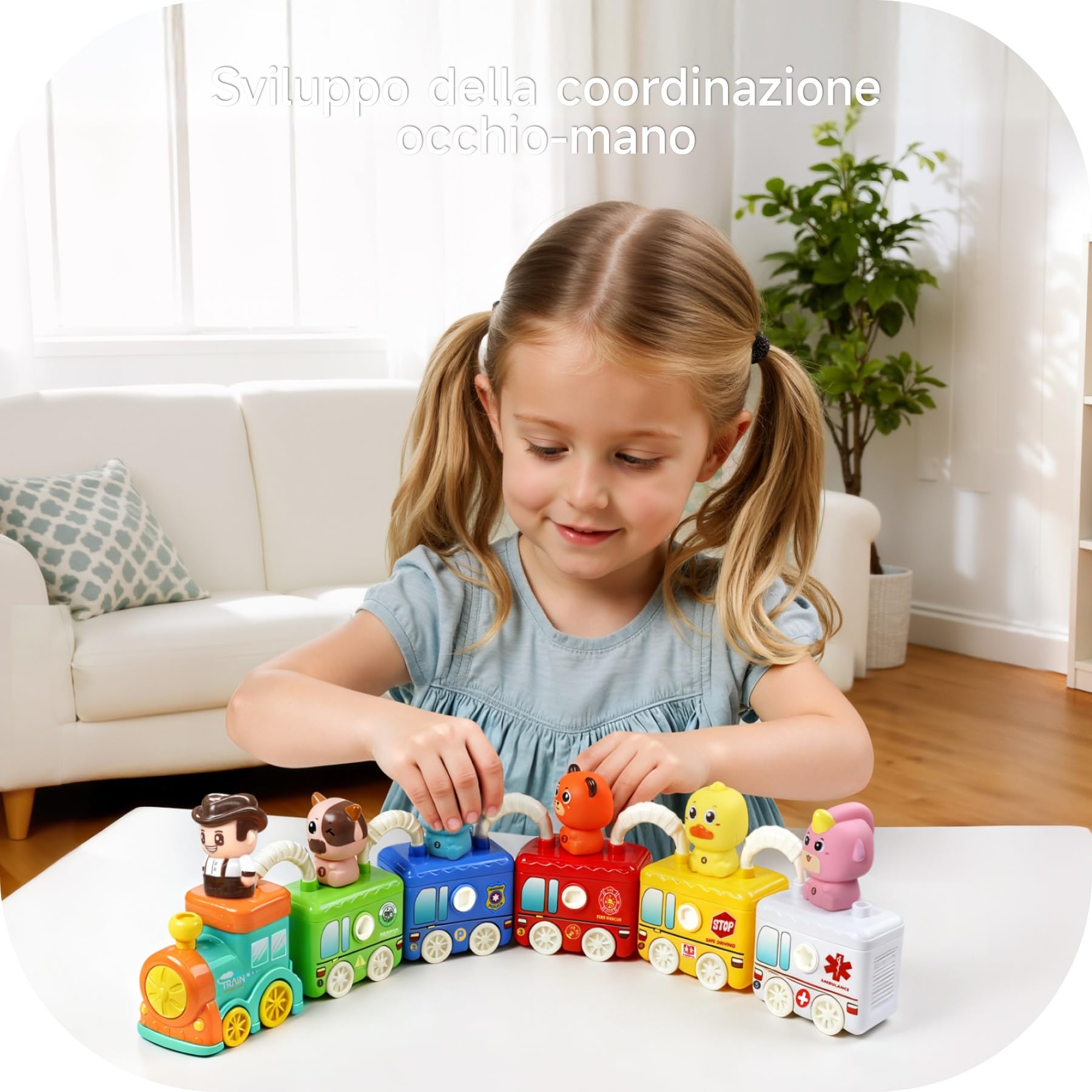 Treno Apprendimento Montessori - Giocattolo Educativo con 5 Serrature & Animali per Bambini 2 3 4 Anni, Gioco Motricità Fine e Colori, Regalo Perfetto