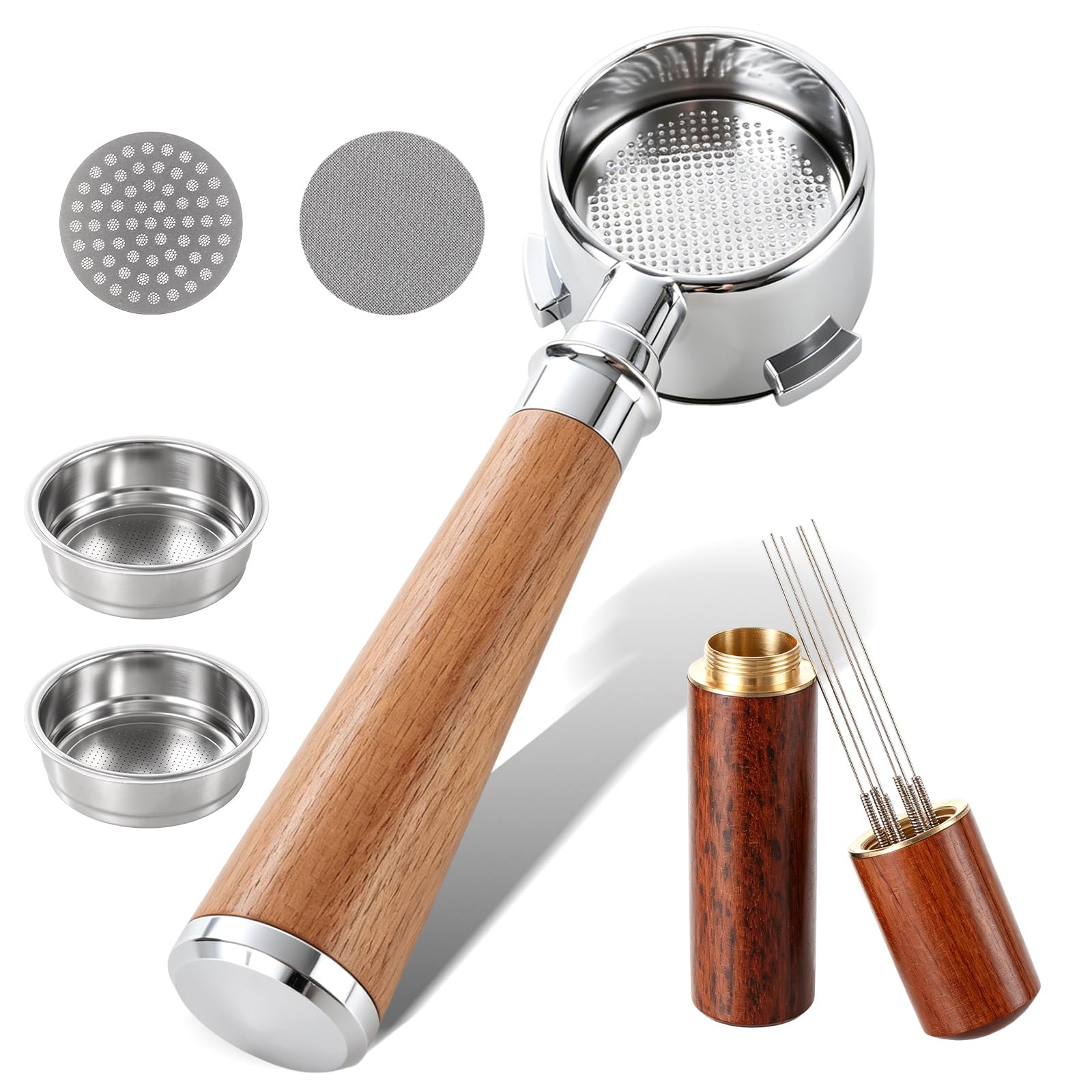 YOUNTHYE 51mm Bottomless Portafilter, 3 Ears Naked Portafilter with Puck Screen, 2 Stainless Steel Filter Baskets and WDT Tool, Compatible with Delongh EC680/EC685