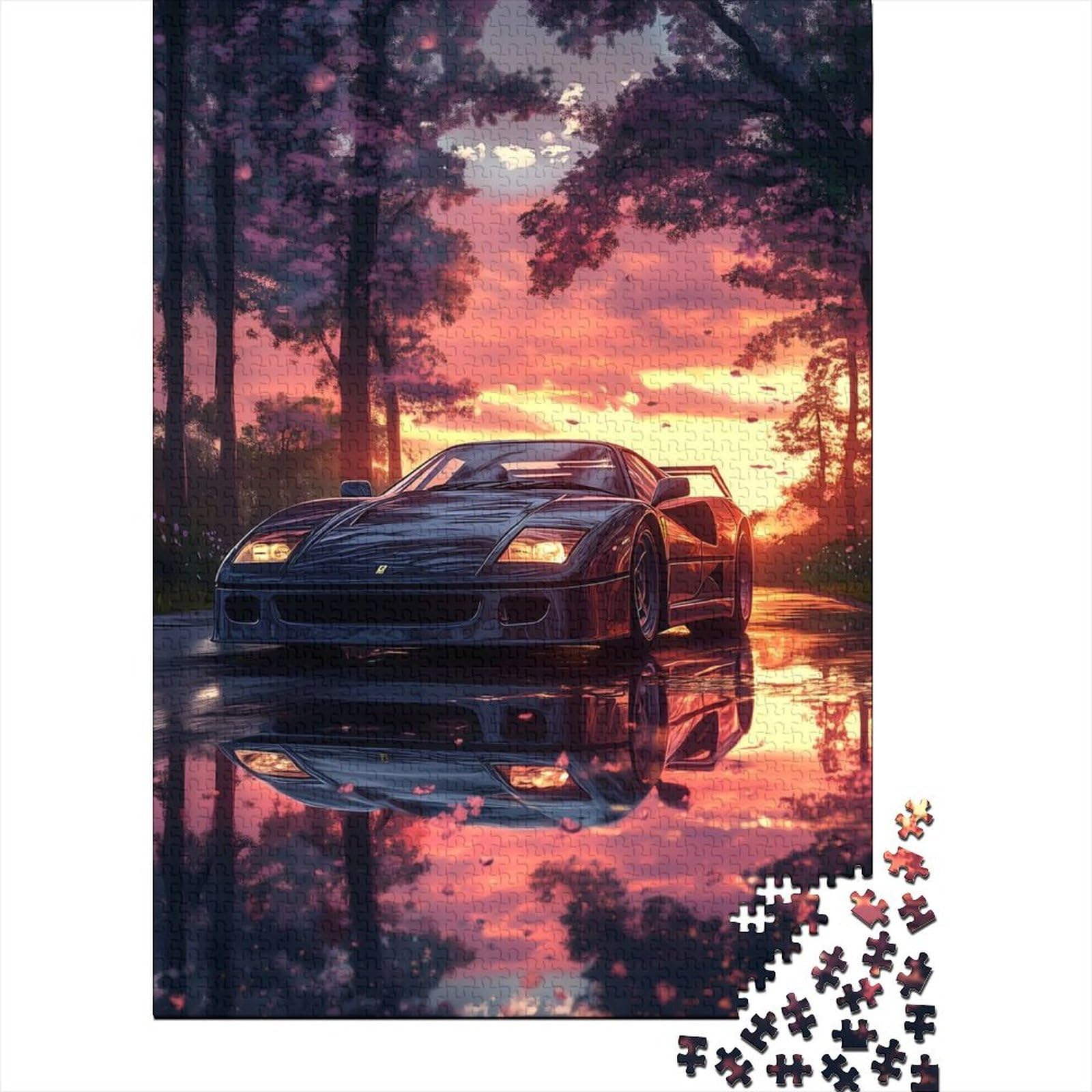 Puzzle de Voiture de Sport Artistique, Casse-tête en Bois 100% recyclé, pour Enfants et Adultes à partir de 12 Ans, Cadeau de fête des pères, 1 500 pièces (85 x 57 cm)