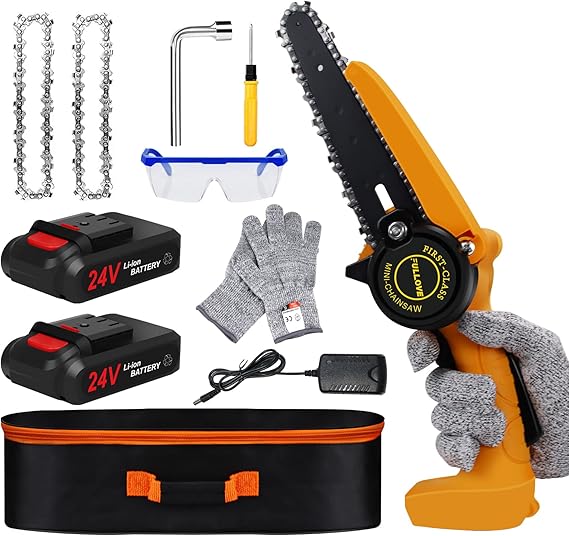 FULLOVE Cordless Chainsaw, Mini Chainsaw, Chainsaw, Battery Electric