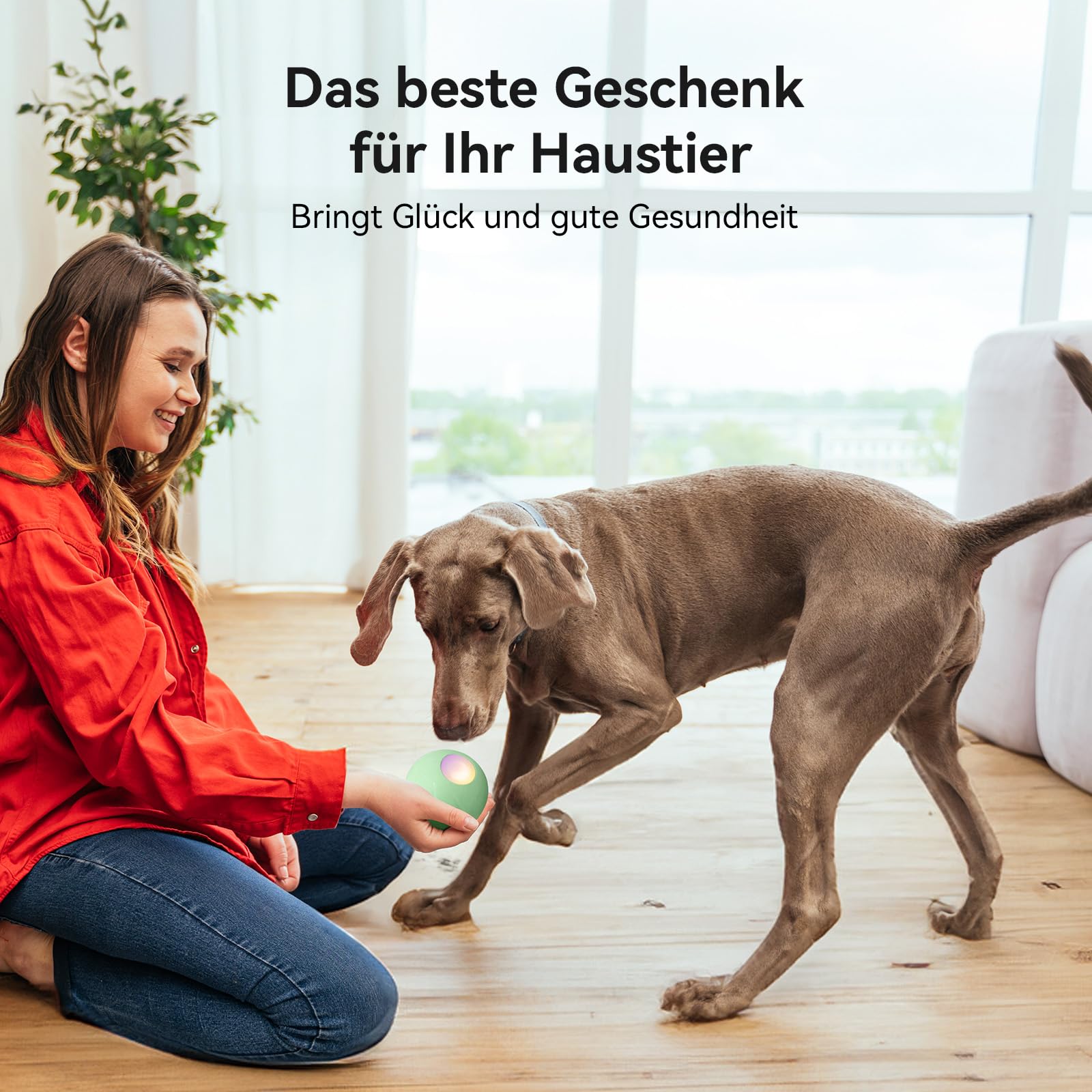 Cheerble Wicked Ball PE, 3 Interaktionsmodi Interaktives Hundespielzeug Ball, Selbstrollender Ball Hund mit LED-Lichter, DC wiederaufladbar, Lustiges Geburtstagsgeschenk für große Hunde, Grün
