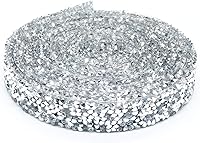 Vista 2 de Dowarm Cinta de diamantes de imitación de 3 yardas, rollo de cinta de diamantes de imitación, envoltura de malla con diamantes de imitación Plata