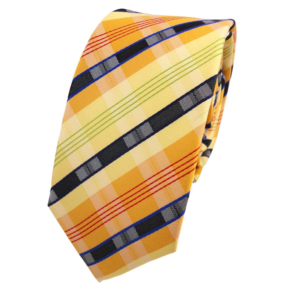Cravatta In Seta Uomo - Fantasia Striata Rosso, Verde, Argento, Giallo, Oro - Lunghezza 150 Cm, Larghezza 8 Cm - 2