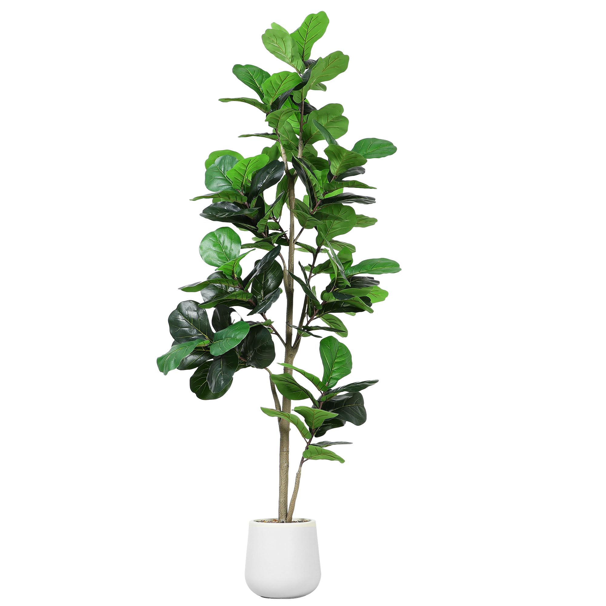 Artificial Fiddle Leaf Tree, 7ft Faux Plant Fake Ficus Lyrata Trees with White Planter, Artificial Fig Trees Floor Plants for House Office Living Room Indoor Home Decor, Housewarming Gift