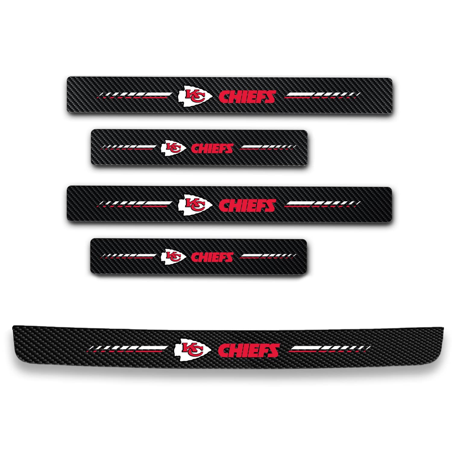 4Pcs Door Sill Plate Protectors and 1PC Car Rear Bumper Protector Sticker, for Football Fans Car Accessories